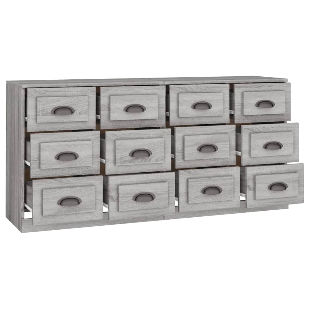 Buffet credenza cassettiera armadio mobile contenitore organizer cucina soggiorno salotti set da 2 legno ingegnerizzato Sonoma grigio 02_0036974