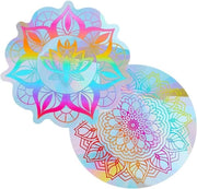 Sticker per finestra - fiori della vita - ombrellone - vetro trasparente - arcobaleno - resistente ai urti e agli impatti da uccelli (2 pezzi, 2 stili)