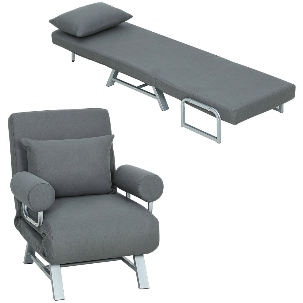 Poltrona Letto con Schienale Reclinabile ¨C zephmum ¨C Tessuto Grigio Scuro 73x78x81 cm