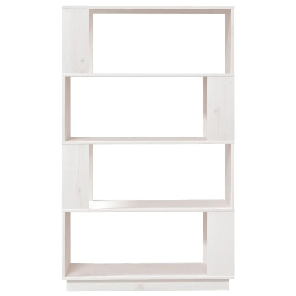 Libreria Divisorio-Scaffale per Libri-Mobile di Stoccaggio Bianco 80x25x132 cm Legno Massello di Pino 581761