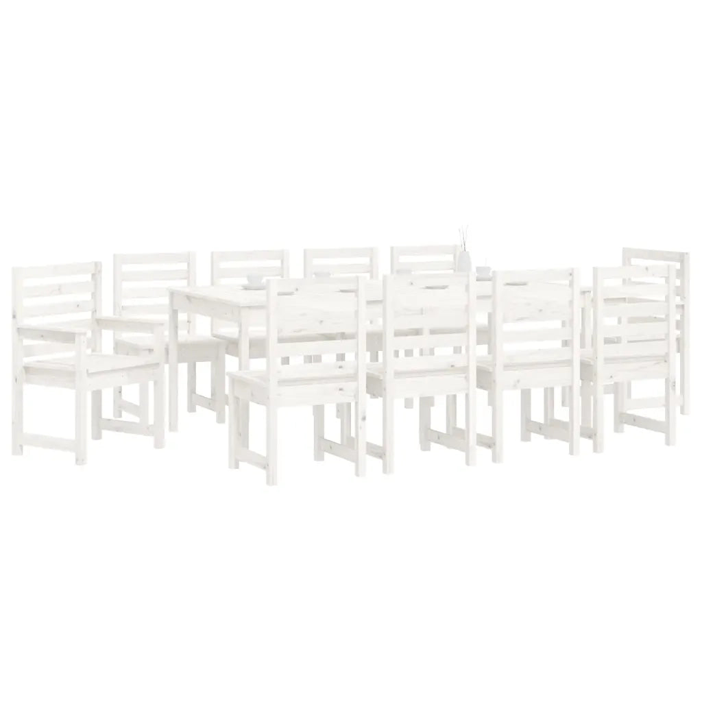 Set da Pranzo per Giardino 11pz Bianco Legno Massello di Pino 3154720