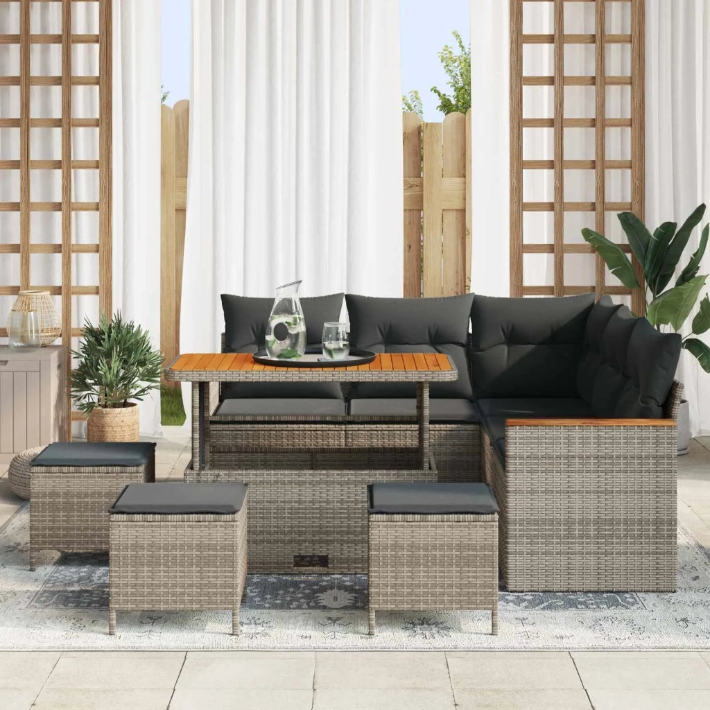 Set Divano da Giardino 9 pcs Grigio polyrattan 3362923