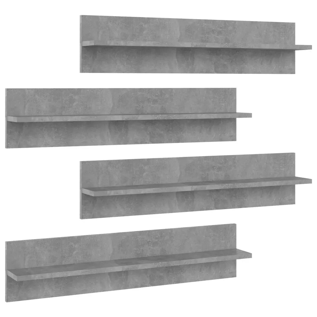 Mensole Muro 4pz Grigio Cemento 80x11,5x18cm Legno Multistrato 807342