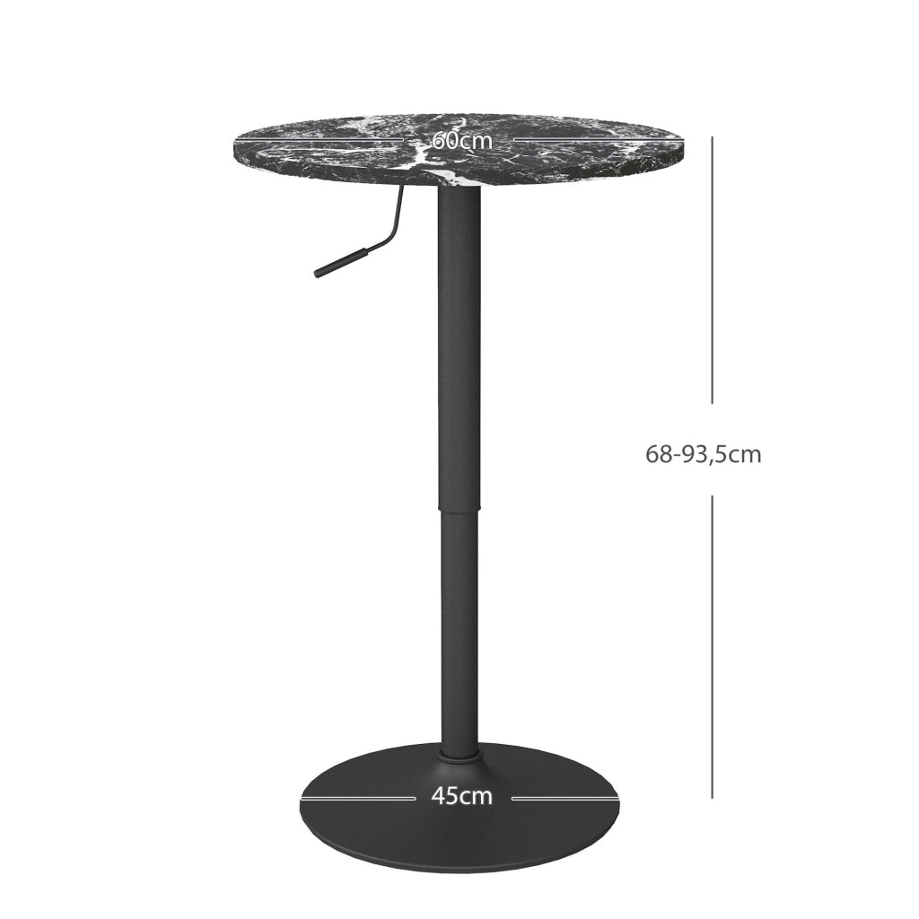 Tavolino bar ¨C zephmum ¨C Nero, Marmo effetto, 60x60x68-93.5 cm