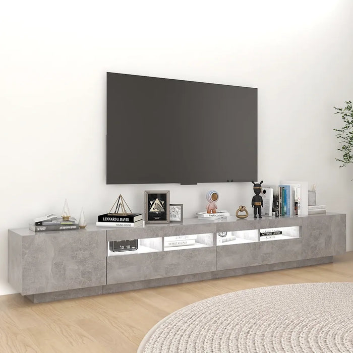 Mobile Porta TV con Luci LED Grigio Cemento 260x35x40 cm cod mxl 13403