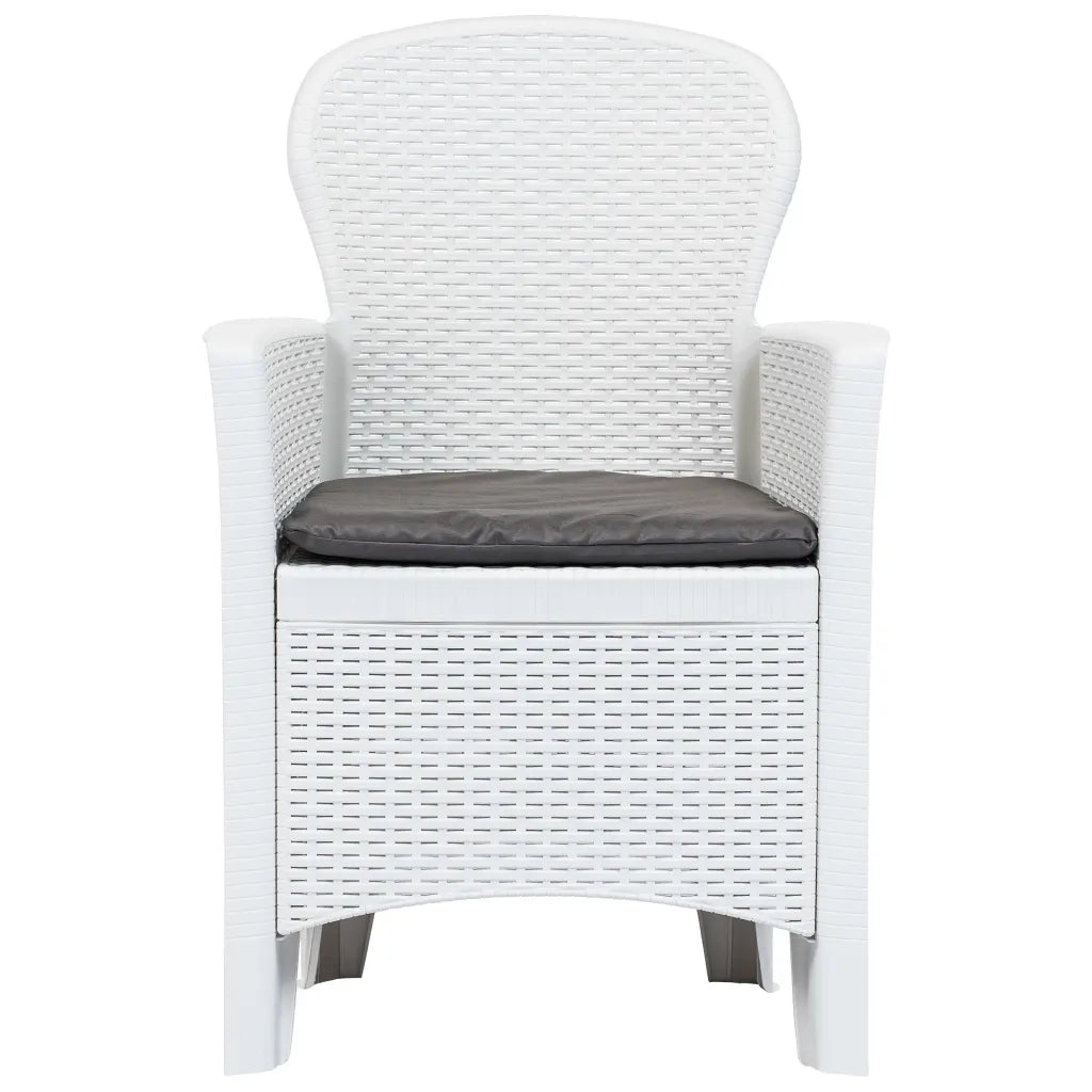 Set Pranzo da Giardino 7 pz in Plastica Stile Rattan Bianco cod mxl 37741