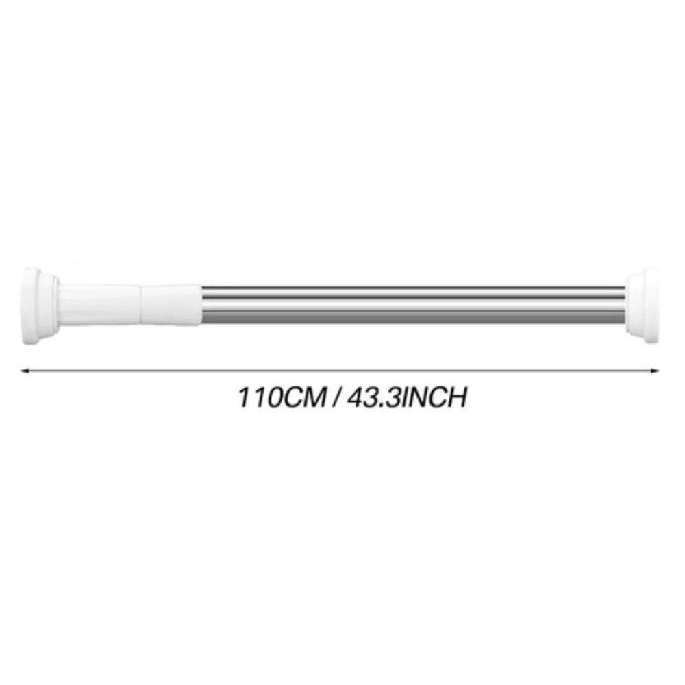 Trade Shop - Bastone Per Tenda Doccia Asta Regolabile Palo Telescopico In Acciaio 50-80 Cm Con 3 Ganci -