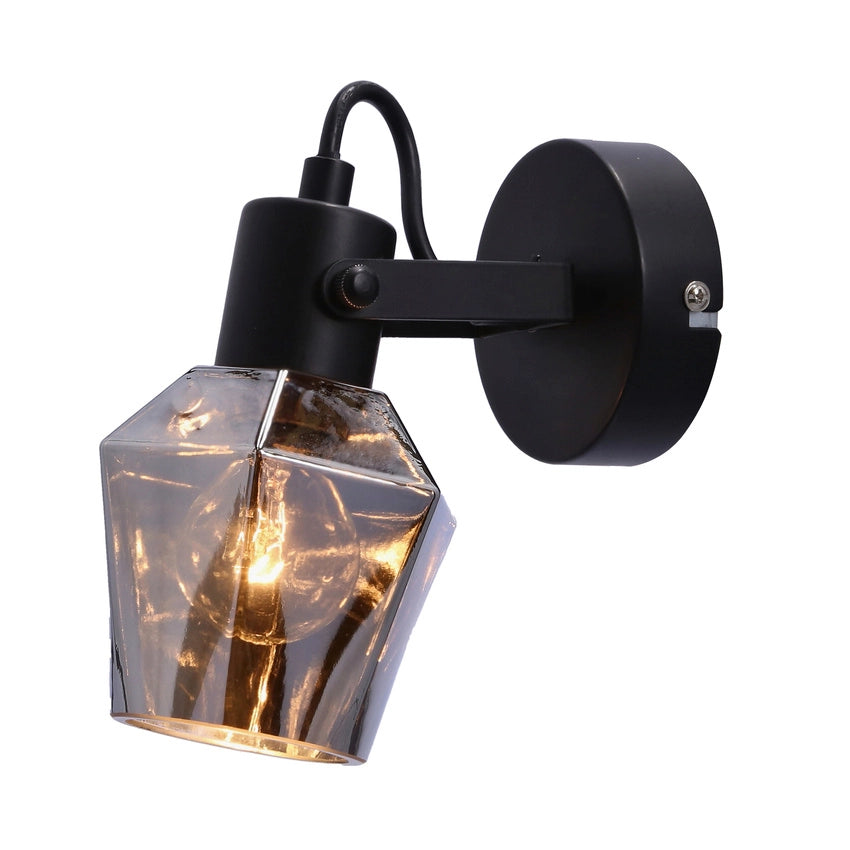 Applique da parete Candellux Randi nero vetro fumé E14 15W