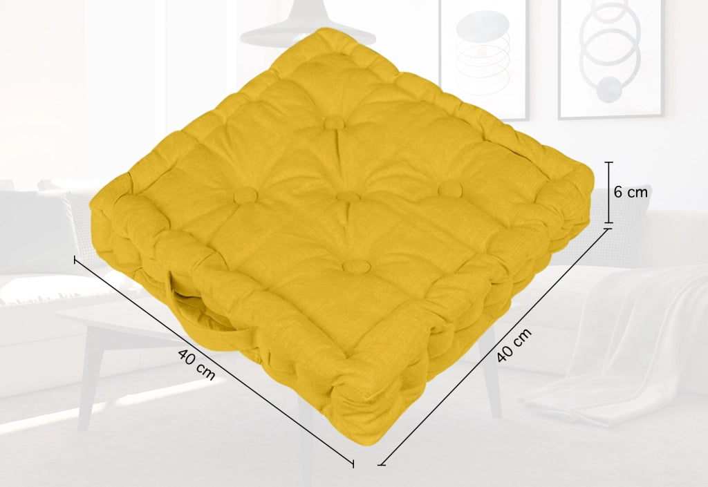 6 Pezzi Cuscini Sedia Quadrati Alti Mattonella Trapuntati 40x40 Cm Altezza 6 Cm Cuscino Spesso Cucina Interno Esterno Coprisedia Cuscino Da Pavimento Con Maniglia  Senape