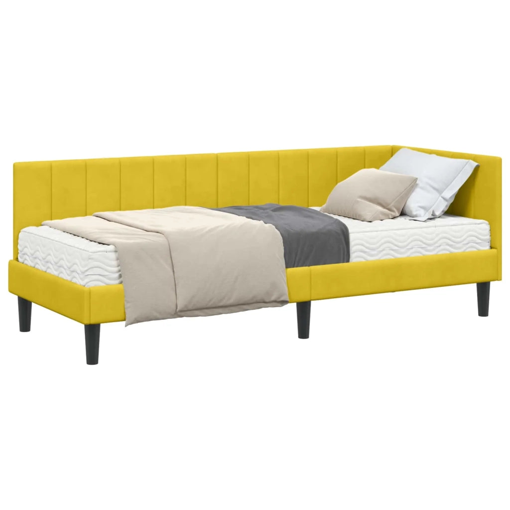 Struttura Letto Angolare con Materasso 2 pcs Giallo Velluto