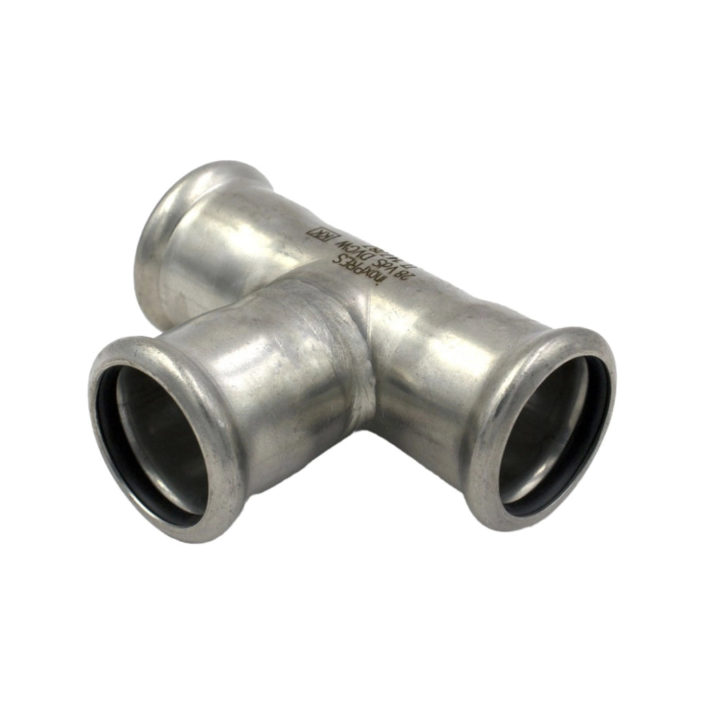 RACCORDO A T A PRESSARE INTERMEDIO IN ACCIAIO INOX SERIE INOXPRESS UNIKO - ø18  - RMR