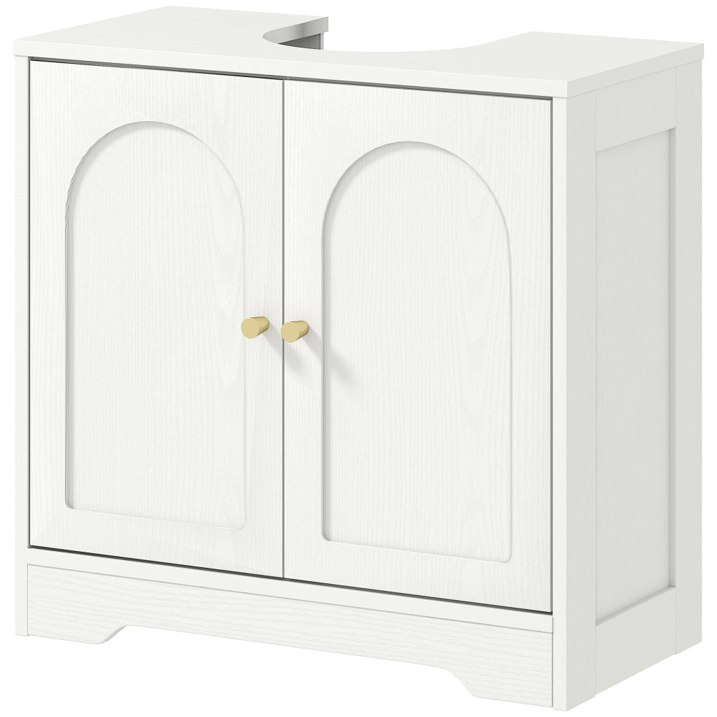 Mobiletto Sottolavabo Bagno con Ante e Ripiano Regolabile ¨C Zephmum ¨C Bianco 60x30x