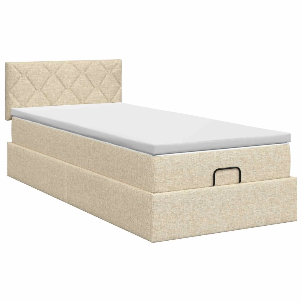 Letto ottomano con materasso Crema 80 x 200 cm Tessuto 3456369