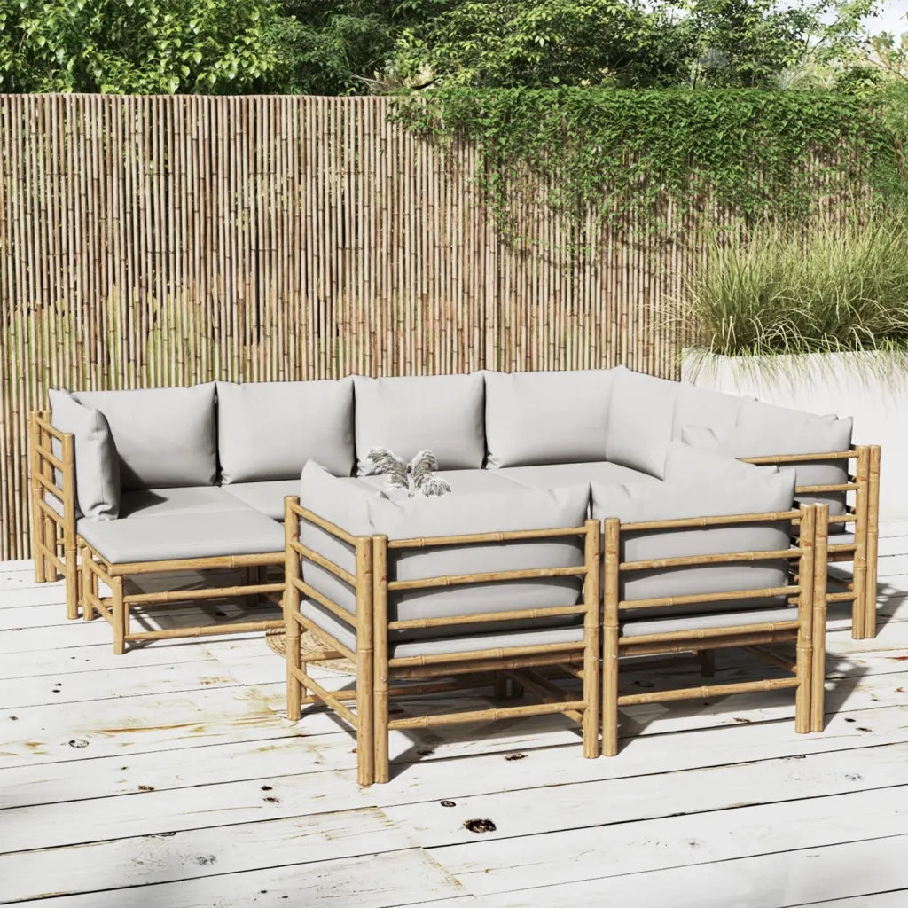 Set Salotto da Giardino 10pz con Cuscini Grigio Chiaro BambÃ¹