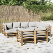 Set Salotto da Giardino 10pz con Cuscini Grigio Chiaro BambÃ¹