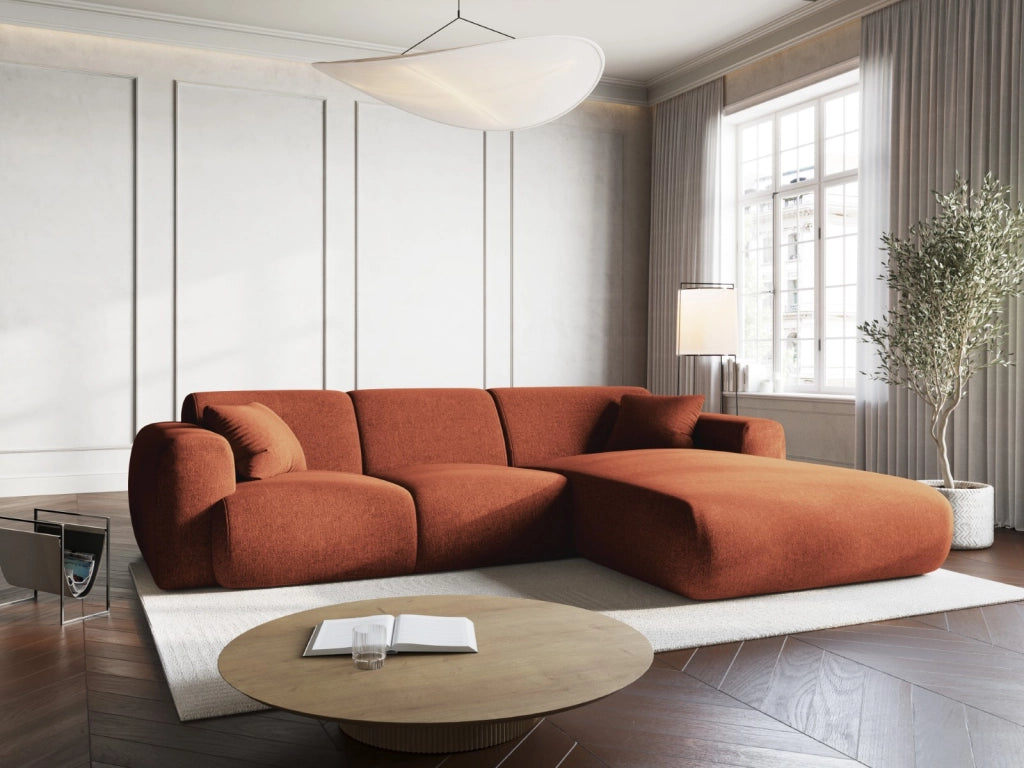 Cosmopolitan Design - Divano angolare destro "Nolio" 4 posti in ciniglia terracotta 