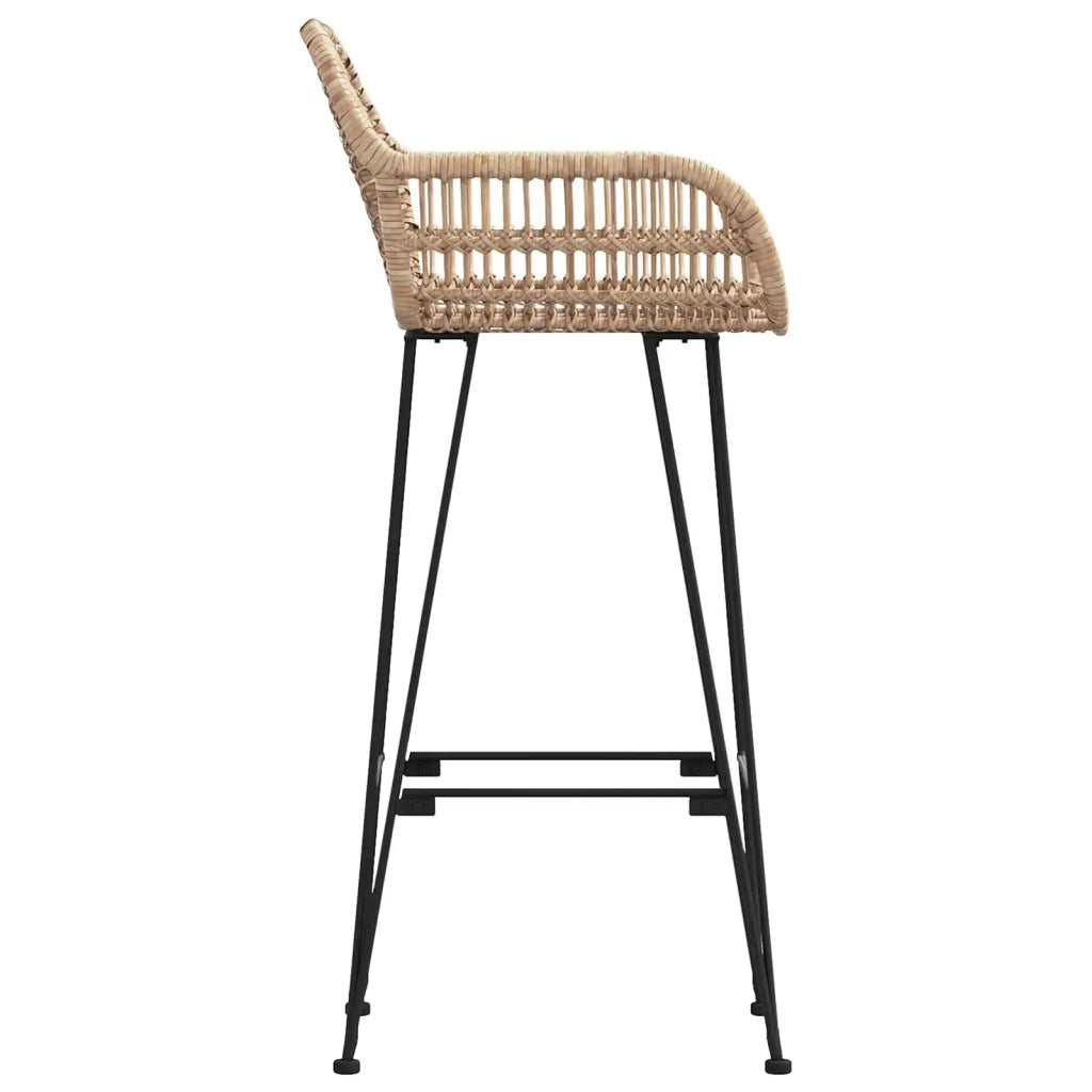 Sedia da Bar 2 pcs Naturale 55 x 52 x 105 cm Rattan e Ferro 42011553