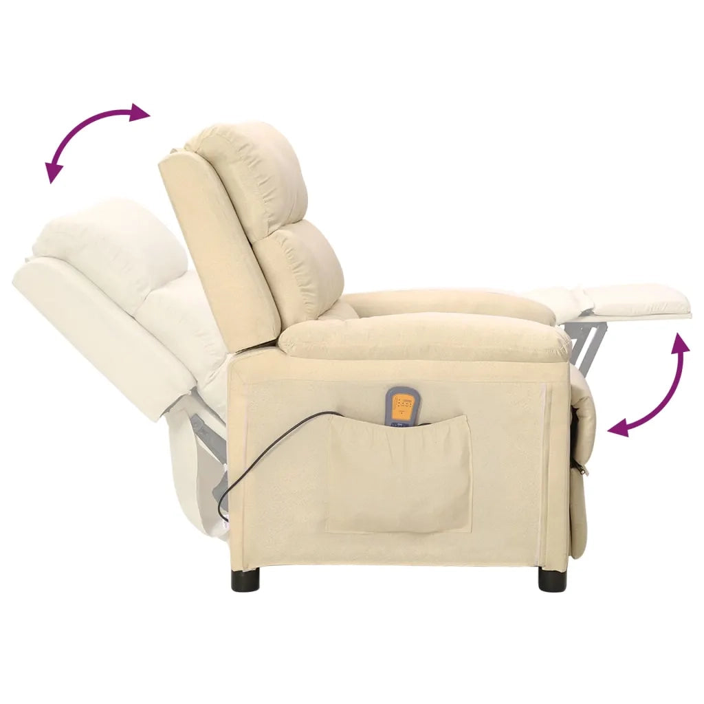 Poltrona Massaggiante Reclinabile Crema in Tessuto cod mxl 32429