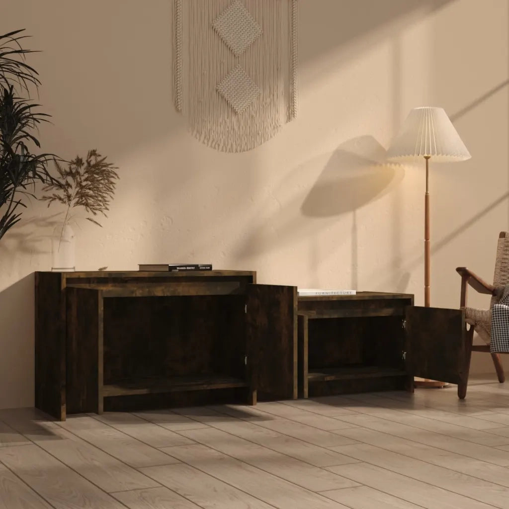 Mobile TV Rovere Fumo 146,5x35x50 cm in Truciolato 813026