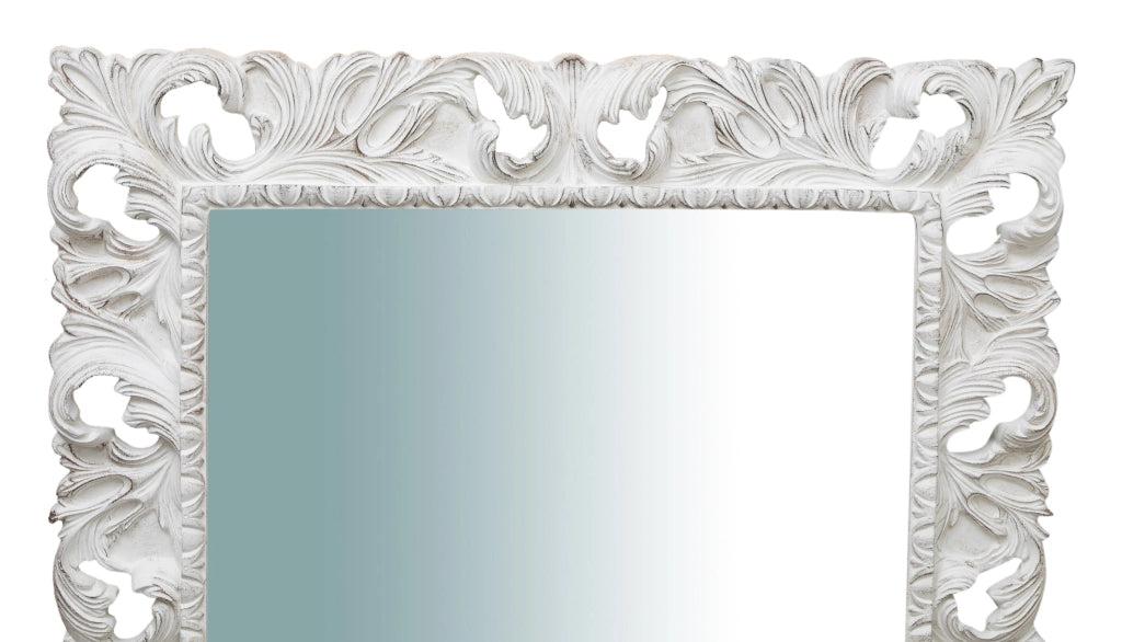 Biscottini SPECCHIERA DA PARETE VERTICALE/ORIZZONTALE IN LEGNO FINITURA BIANCO ANTICATO L120XPR8XH100 cm Made in Italy