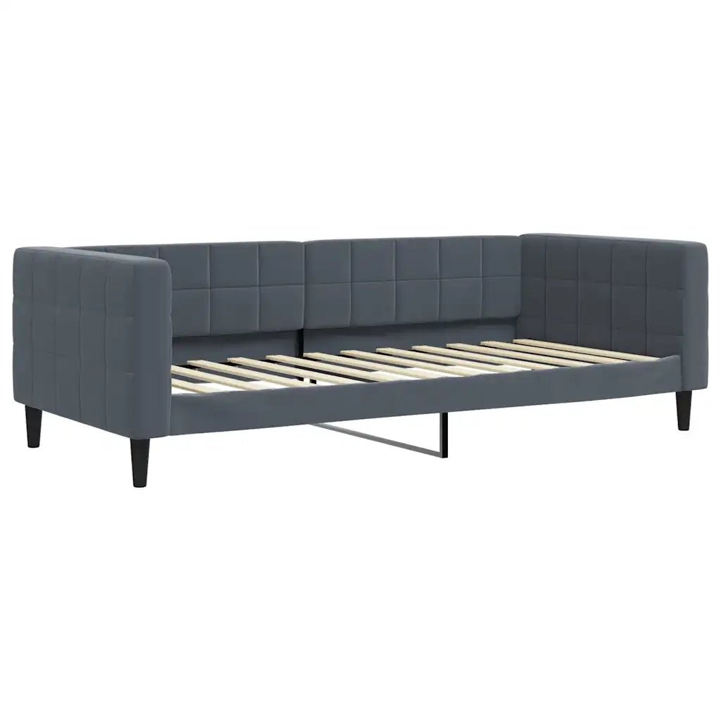Divano Letto con Letto Estraibile Grigio Scuro 90x200cm Velluto
