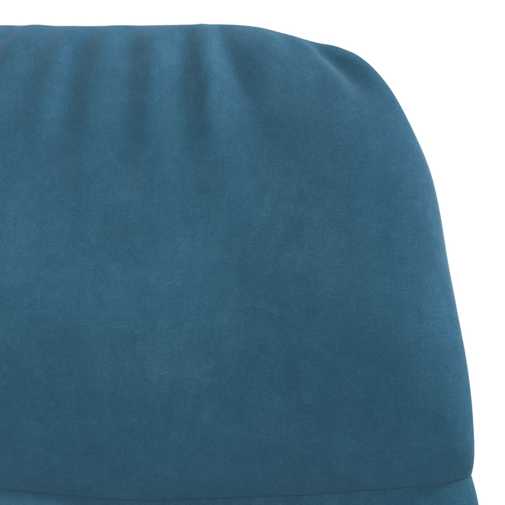Divano Sedia-Poltrona Relax con Poggiapiedi Blu in Velluto 588347