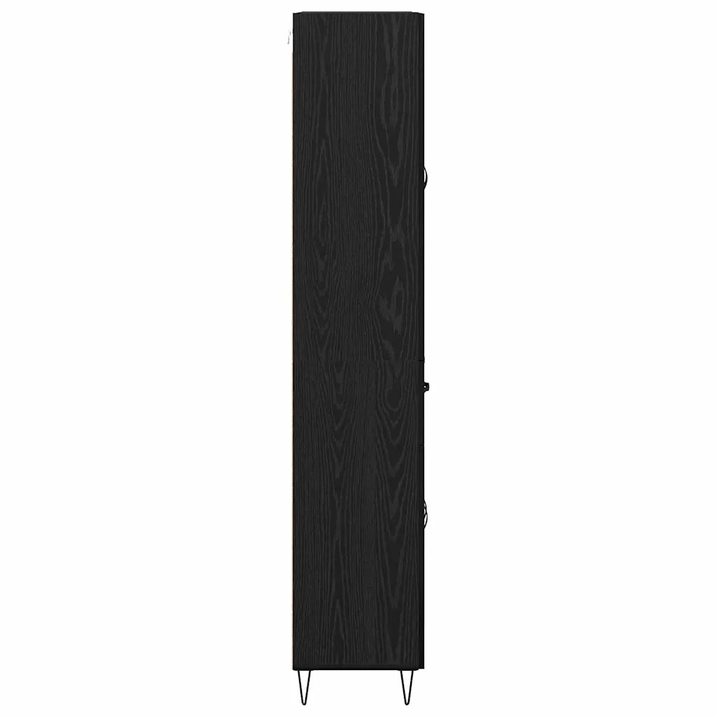 Credenza 2 pz | Madia | Buffet da pranzo | Armadio da pranzo Rovere Nero Legno ingegnerizzato e vetro