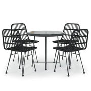 Set da Pranzo da Giardino 5 pz | Set Salotto da Giardino Nero in Polyrattan