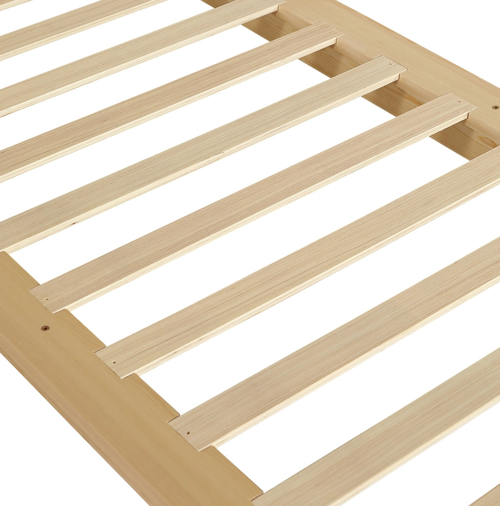 Letto imbottito singolo 90x200 cm naturale con schienale e doghe