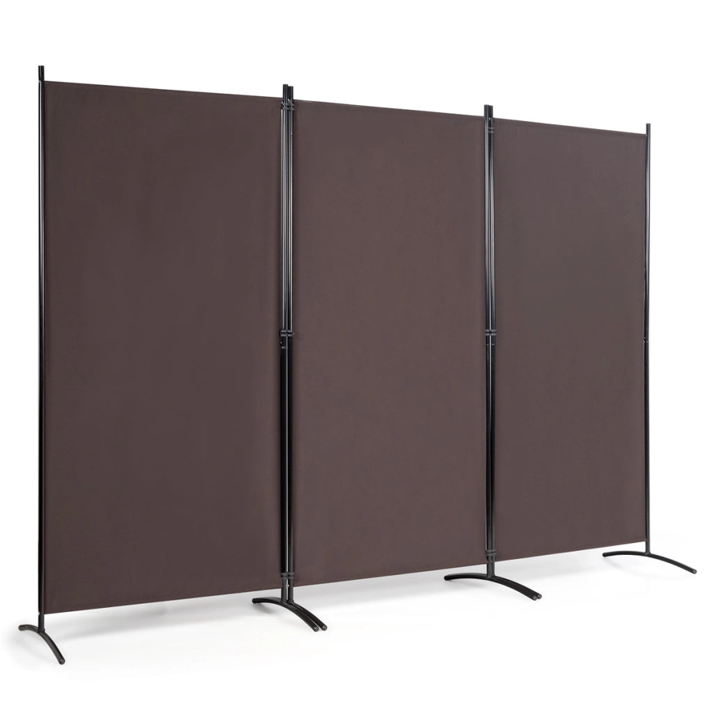 Divisore con 3 pannelli per casa ufficio, Separatore pieghevole con cardini durevoli 260x183cm Marrone
