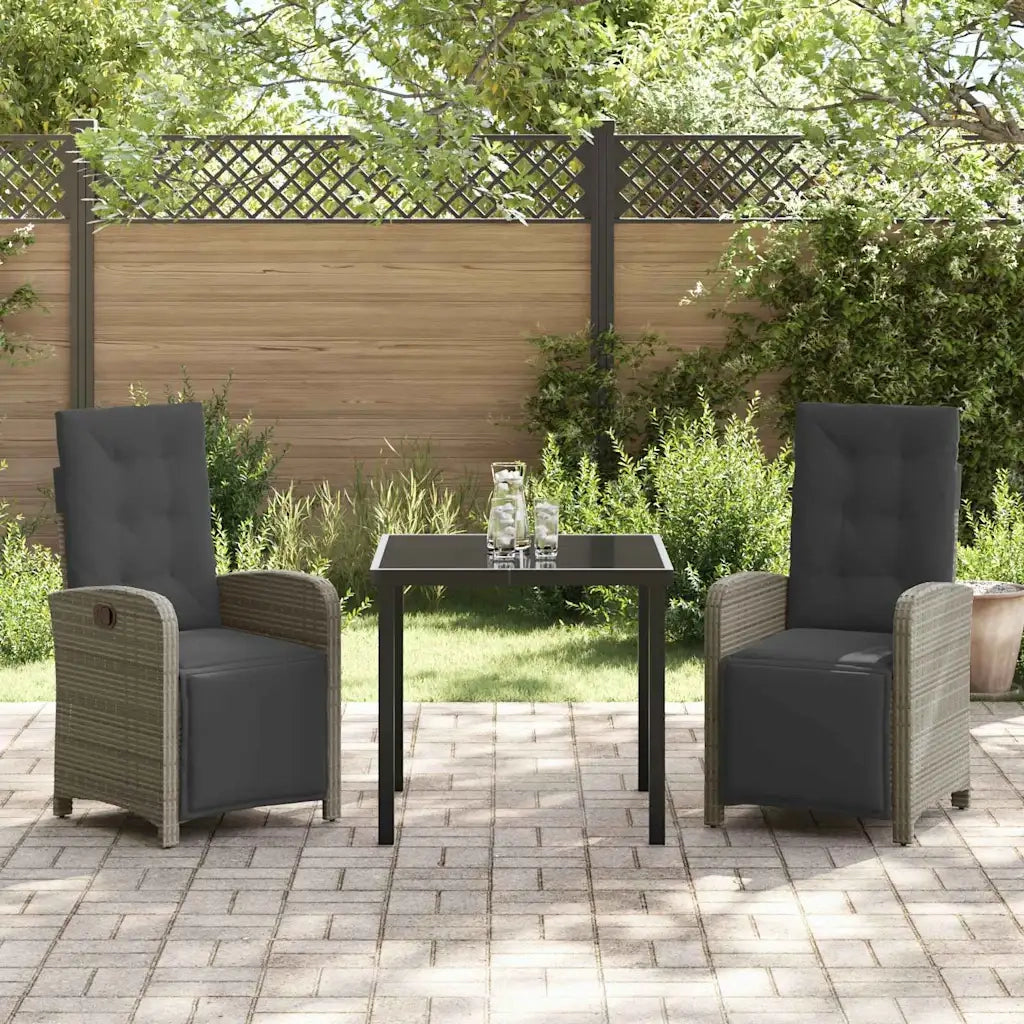 Set da Pranzo per Giardino con cuscino 3 pcs Grigio polyrattan 3380323