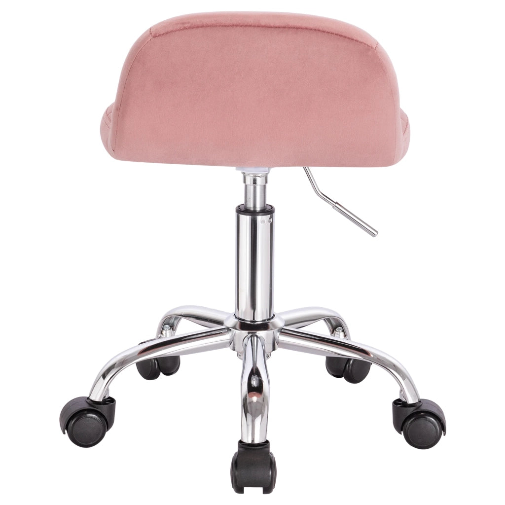 Sgabello da ufficio girevole con ruote, altezza regolabile, in velluto rosa