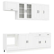 Set di armadi con cassetto 8 pcs Bianco Legno multistrato 3438173