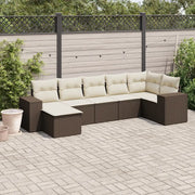 Set Divani da Giardino 7 pz con Cuscini Marrone in Polyrattan 3255220