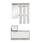 Mobile guardaroba da ingresso bianco e cemento 100x25xh.180 cm