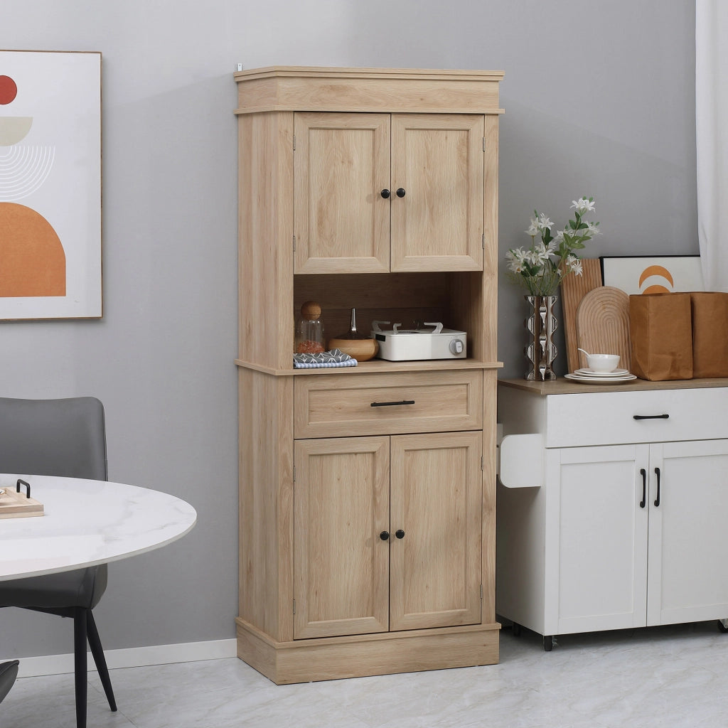 Armadio da Cucina con 4 Porte e Cassetto ¨C Zephmum ¨C 74x39,5x183 cm Roble