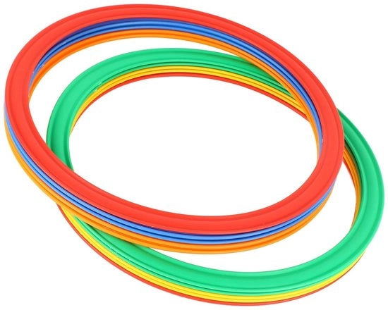 Set di anelli di velocità 10 pezzi - 10 spine - Set di anelli colorati per bambini - Anelli per hoelahoep all'aperto - Kunststof - 28 cm - Anelli di velocità