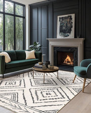 Pavimento trappista per terra 60 x 90 cm, mattonella antiscivolo per ingresso, porta e corridoio, impermeabile, lavabile in lavatrice, ideale per cani e animali domestici, nero e bianco