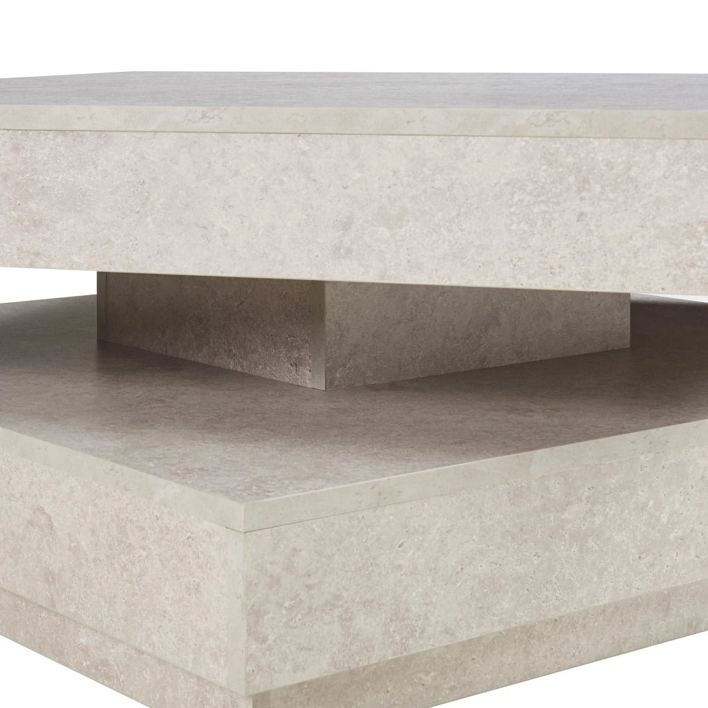 Tavolino da Caffè Florenz con Piano Girevole per Salotto Soggiorno 76 x 76 x 38 cm - Effetto Cemento Chiaro [en.casa]