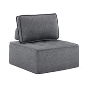 Divano modulare compatto con schienale ergonomico in lino grigio scuro