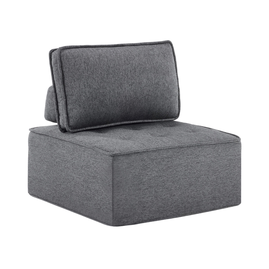 Divano modulare compatto con schienale ergonomico in lino grigio scuro