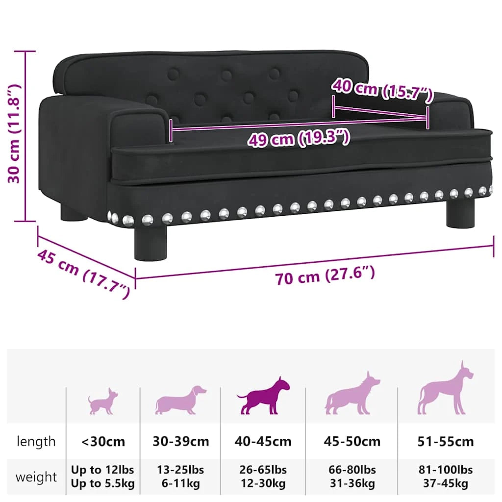 Cuccia per cani con cesto divano confortevole 70 x 45 x 30 cm velluto nero 02_0042862
