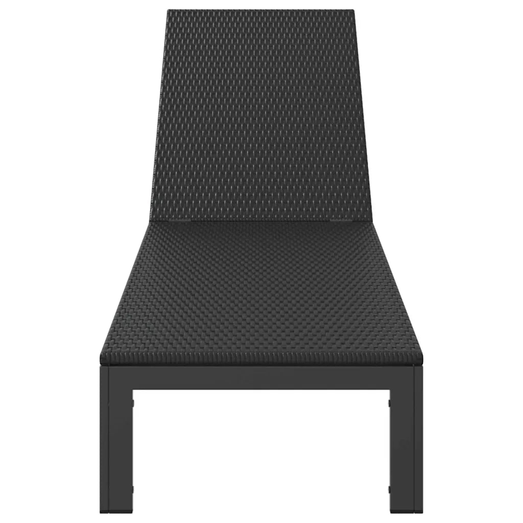 Lettino da Lettino sole | Sdraio da giardino | Lettino da sole Nero 206 x 62.5 x 74 cm polyrattan