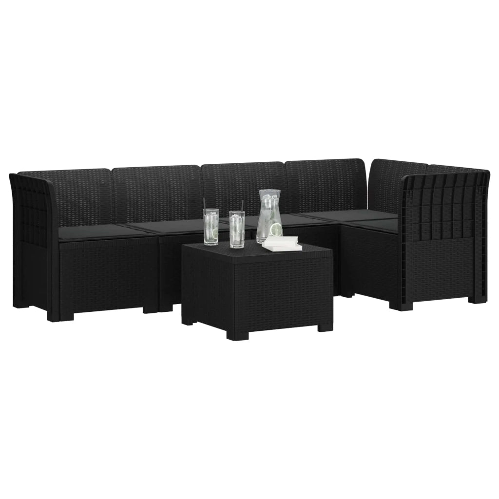 Divano da Giardino 5 Posti con Cuscini Stile Rattan PP 3444071
