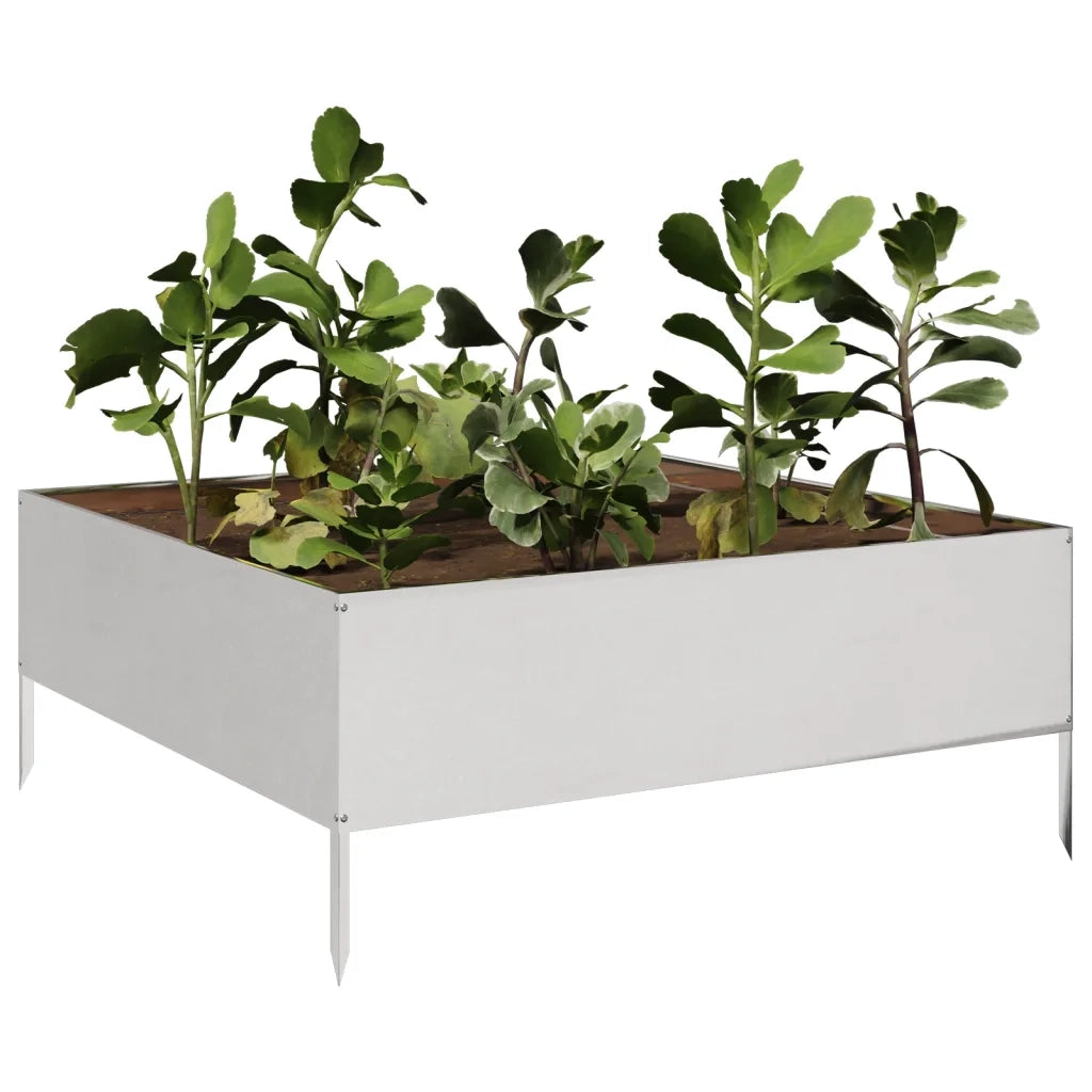 Fioriera | Cassetta per fiori | Vaso Rialzata da Giardino 100x100x41 cm in Acciaio Inox