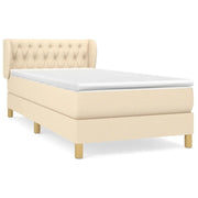Letto singolo | Letto per adulti | Giroletto a Molle con Materasso Crema 90x200 cm inTessuto