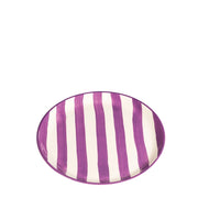Zafferano Piatto Fondo o Piano Collezione Lido Righe in Ceramica Artigianale dipinta a mano colore Viola, Set da 2 Pezzi, Made in Italy, Elegante