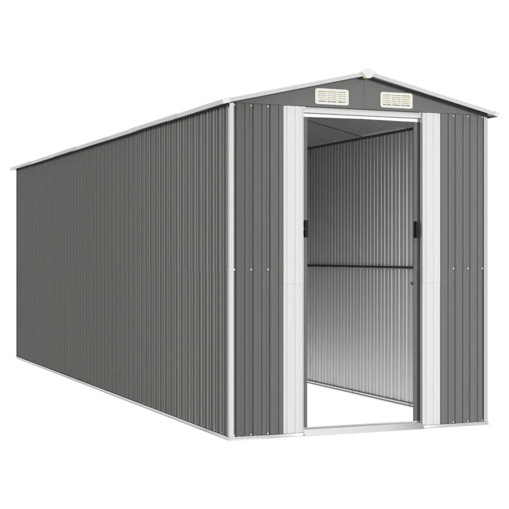 Casetta da giardino cabina ripostiglio capanno da esterno capanno per attrezzi robusta colore chiaro 192 x 606 x 223 cm acciaio zincato grigio 02_0022260