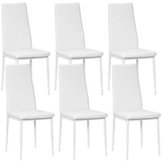 SET DI 6 SEDIE DA PRANZO MODERNE CON SCHIENALE ALTO IN FINTA PELLE E ACCIAIO, 41X50X97 CM, BIANCO