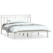 Letto matrimoniale | Letto per adulti | Giroletto Bianco in Legno Massello di Pino 140x190 cm